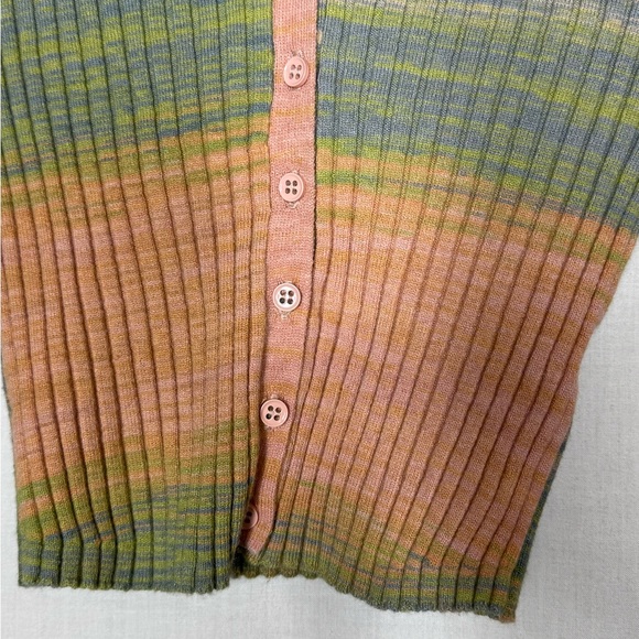 Urban Outfitters Womens Multicolor Ribbed Knit Top Fitted Sz XS Y2K ASO - Picture 3 of 9
